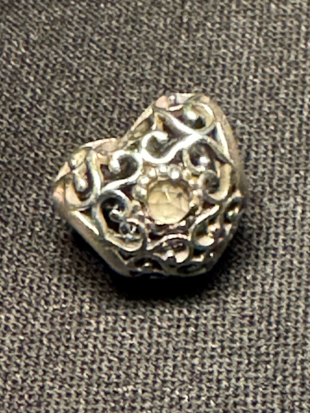 925 Sterling ALE Pandora Heart Charm 2 Crystals